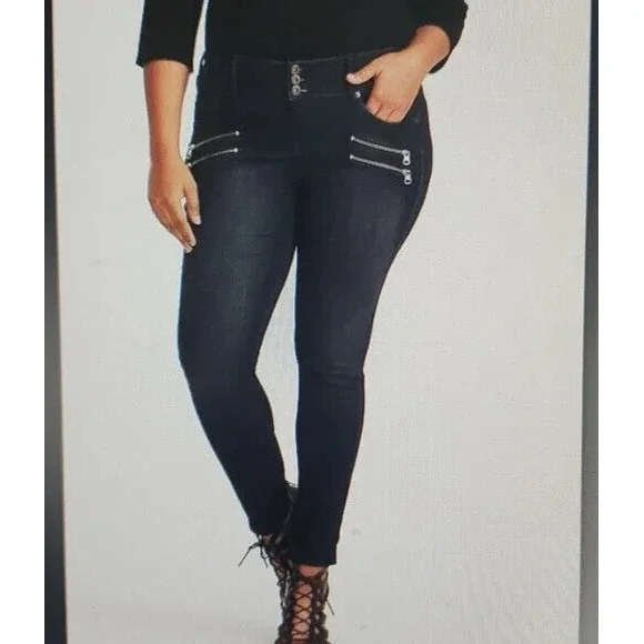 NWT Torrid Jegging Moto Multi Zip Stretch Dark Wash Jeans Women's Plus Size 26 - Picture 11 of 11